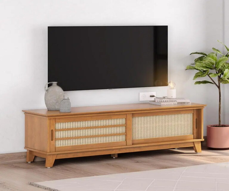 Wakefit Bronson Solid Wood TV Unit in Caramel Colour