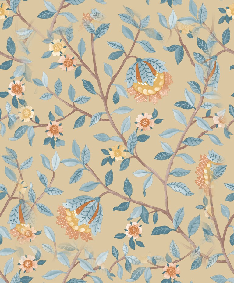 Artisan B19902 Non Woven Green & Yellow Floral Wallpaper for Bedroom & Living room