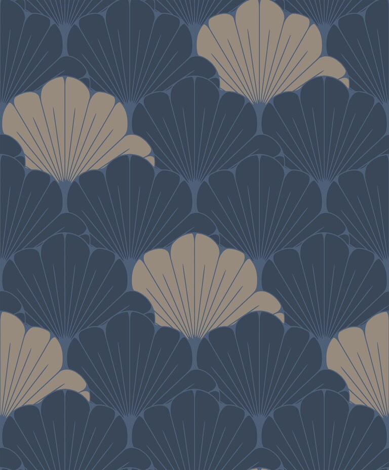 Artisan M64001 Non Woven Blue & Gold Floral Wallpaper for Bedroom & Living room