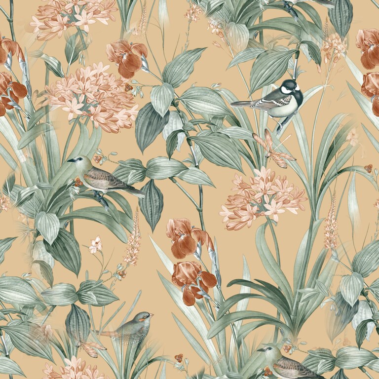 Artisan M64702 Non Woven Yellow & Green Botanical Wallpaper for Bedroom & Living room