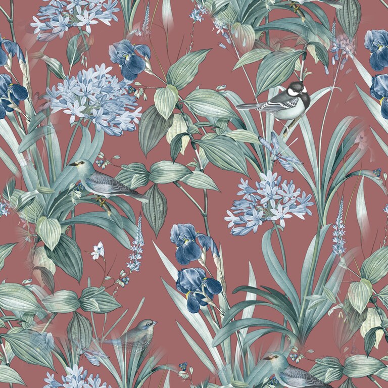 Artisan M64710 Non Woven Green & Red Botanical Wallpaper for Bedroom & Living room
