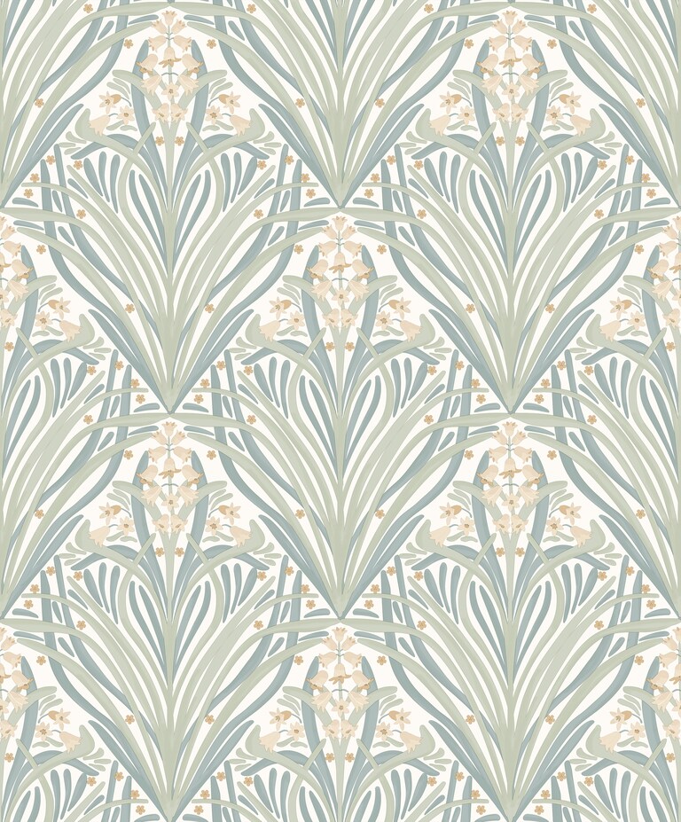 Artisan M66124 Non Woven Blue & Green Botanical Wallpaper for Bedroom & Living room