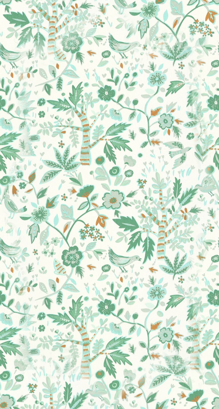 Artisan BOM103157312 Non Woven White & Green Botanical Wallpaper for Bedroom & Living room