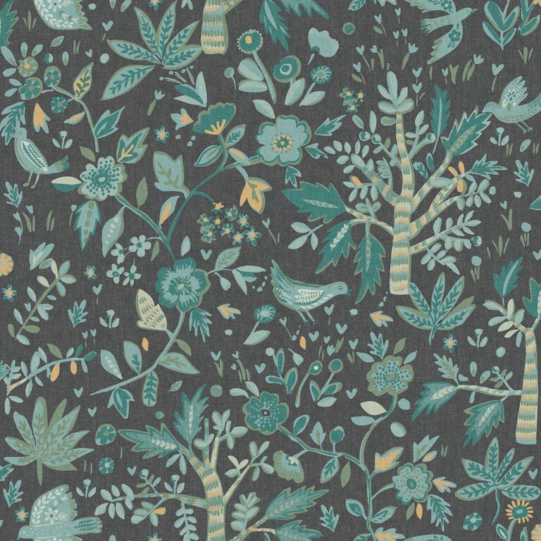 Artisan BOM103157910 Non Woven Black & Green Botanical Wallpaper for Bedroom & Living room
