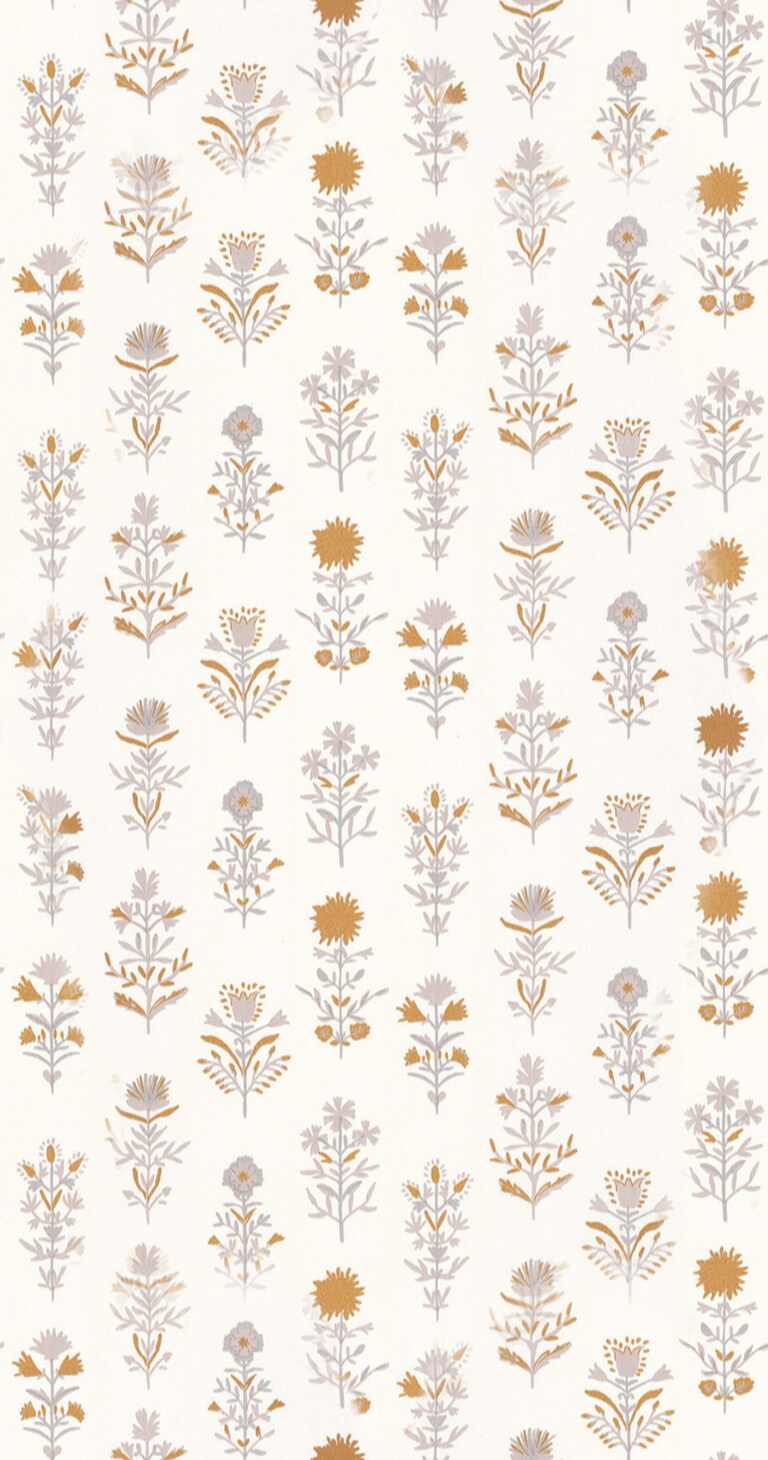 Artisan BOM103171098 Non Woven White & Gold Floral Wallpaper for Bedroom & Living room