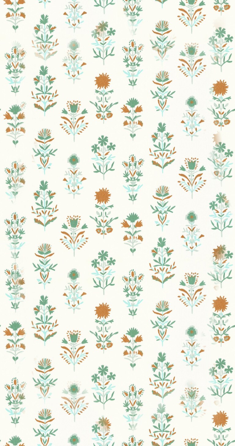 Artisan BOM103177300 Non Woven White, Green & Gold Floral Wallpaper for Bedroom & Living Room