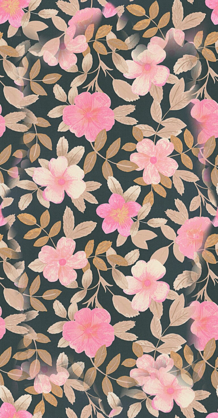 Artisan DAE103621030 Non Woven Black, Pink & Brown Floral Wallpaper for Bedroom & Living Room