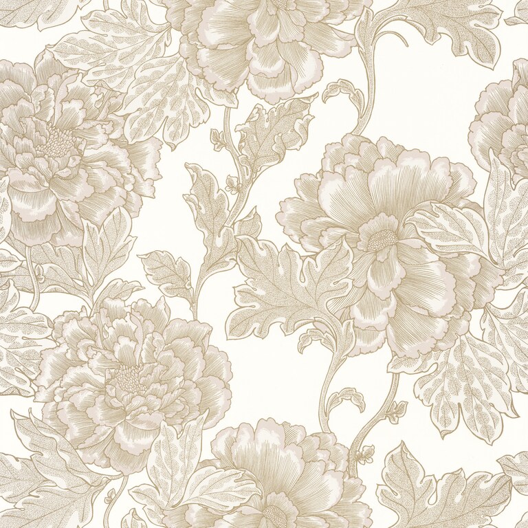 Artisan DGN102261020 Non Woven White & Gold Floral Wallpaper for Bedroom & Living room