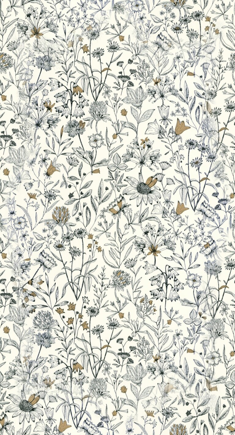 Artisan NGR103000215 Non Woven Black & White Floral Wallpaper for Bedroom & Living room