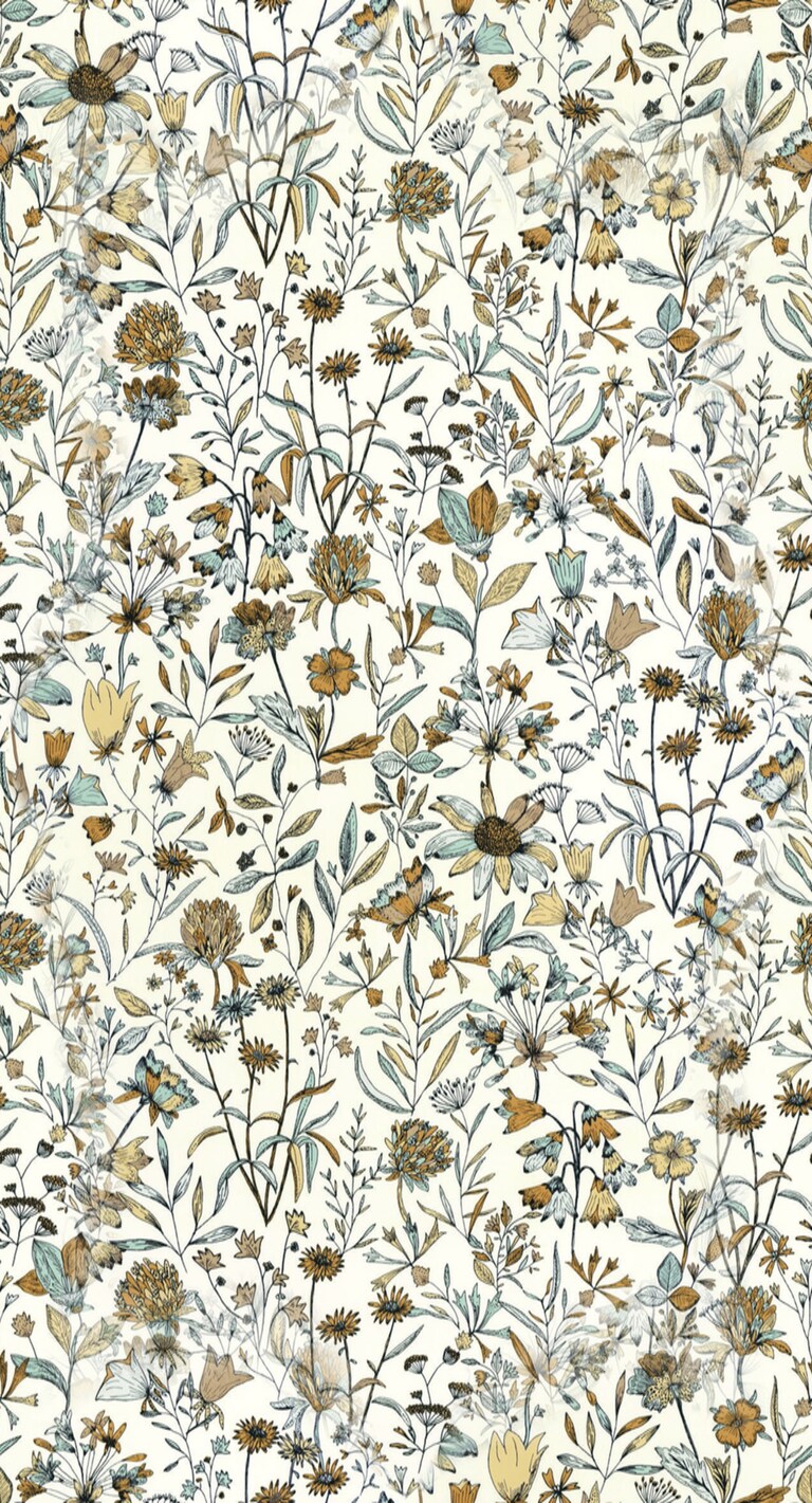 Artisan NGR103000635 Non Woven White & Gold Floral Wallpaper for Bedroom & Living room