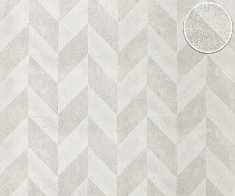 Artisan 2000-7 Non Woven White & Silver Geometric Wallpaper for Bedroom & Living room