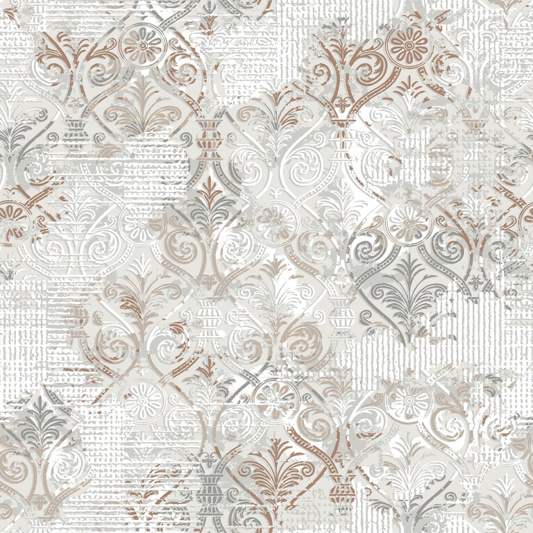 Artisan MD17001-3 Non Woven Grey & Metallic Damask Wallpaper for Bedroom & Living Room