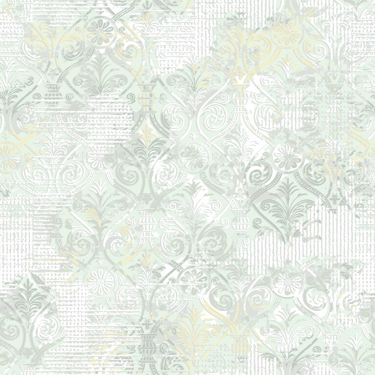 Artisan MD17001-4 Non Woven Green Damask Wallpaper for Bedroom & Living room