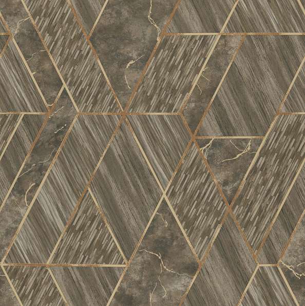 Artisan RC19001-3 Non Woven Metallic, Brown & Gold Geometric Wallpaper for Bedroom & Living Room