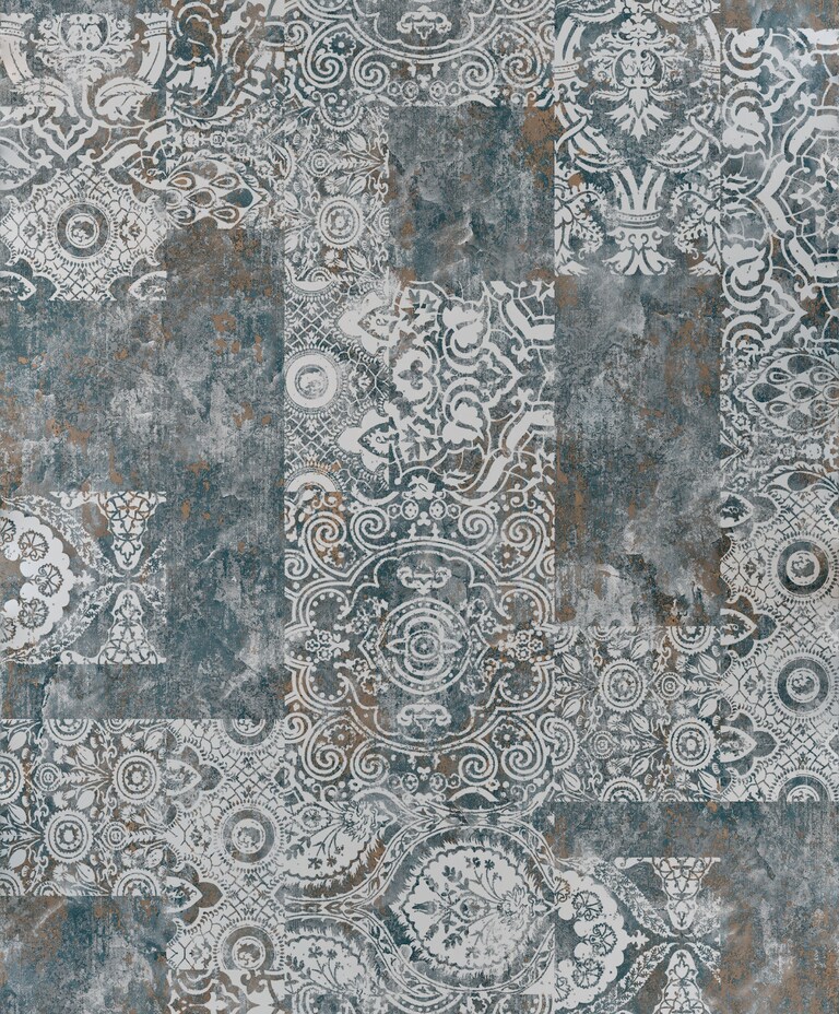 Artisan RC19011-3 Non Woven Green & Blue Damask Wallpaper for Bedroom & Living room