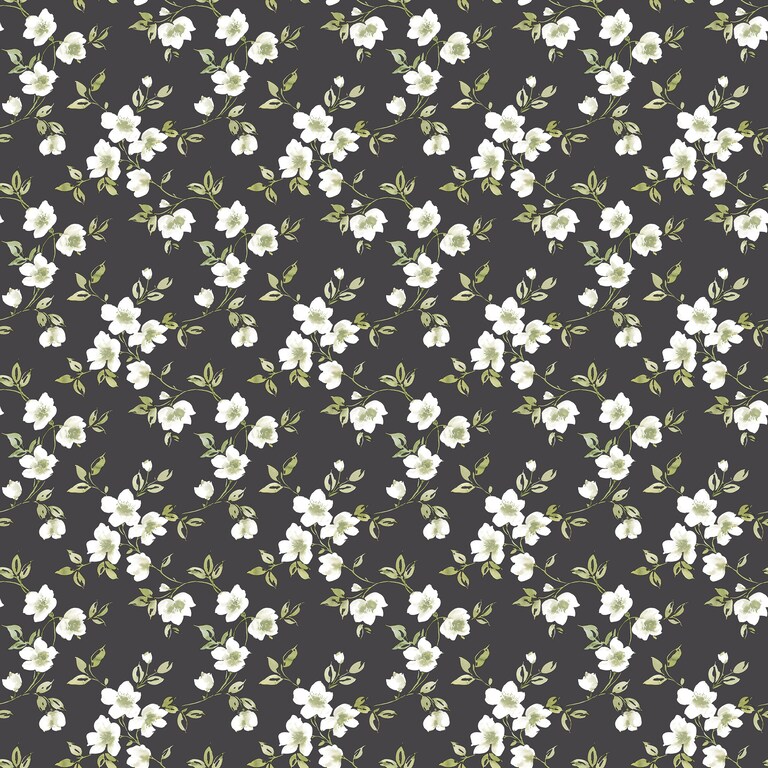 Artisan G78480 Non Woven Black & Green Floral Wallpaper for Bedroom & Living room