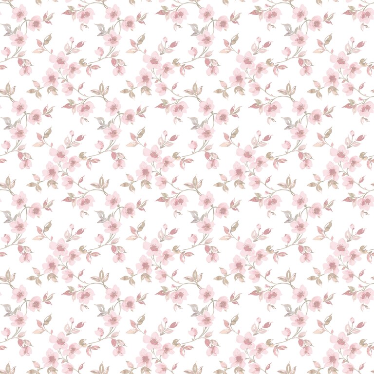 Artisan G78484 Non Woven White & Pink Floral Wallpaper for Bedroom & Living room