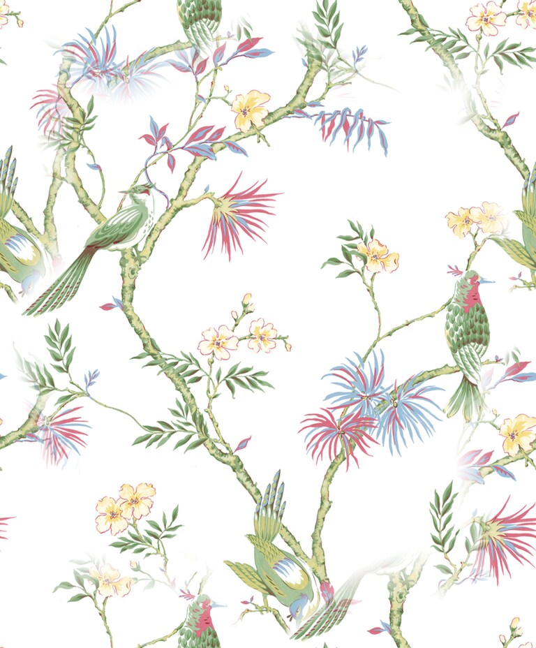 Artisan G78490 Non Woven White & Green Floral Wallpaper for Bedroom & Living room