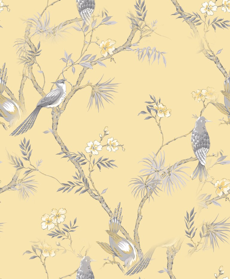 Artisan G78494 Non Woven Yellow & Grey Floral Wallpaper for Bedroom & Living room