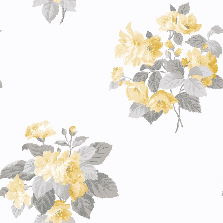 Artisan G78502 Non Woven Yellow, White & Grey Floral Wallpaper for Bedroom & Living Room
