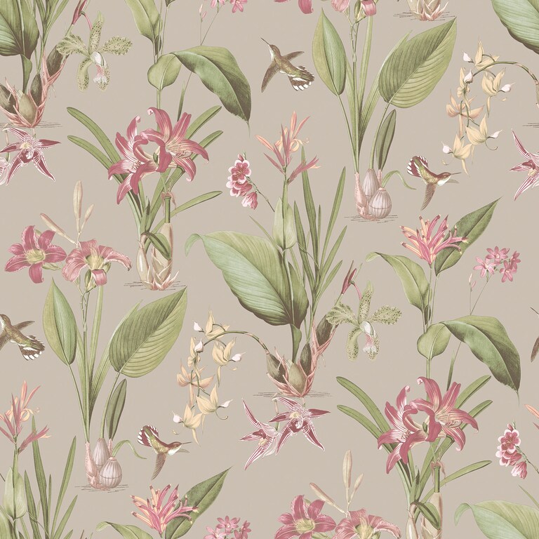 Artisan G78507 Non Woven Grey & Green Botanical Wallpaper for Bedroom & Living room