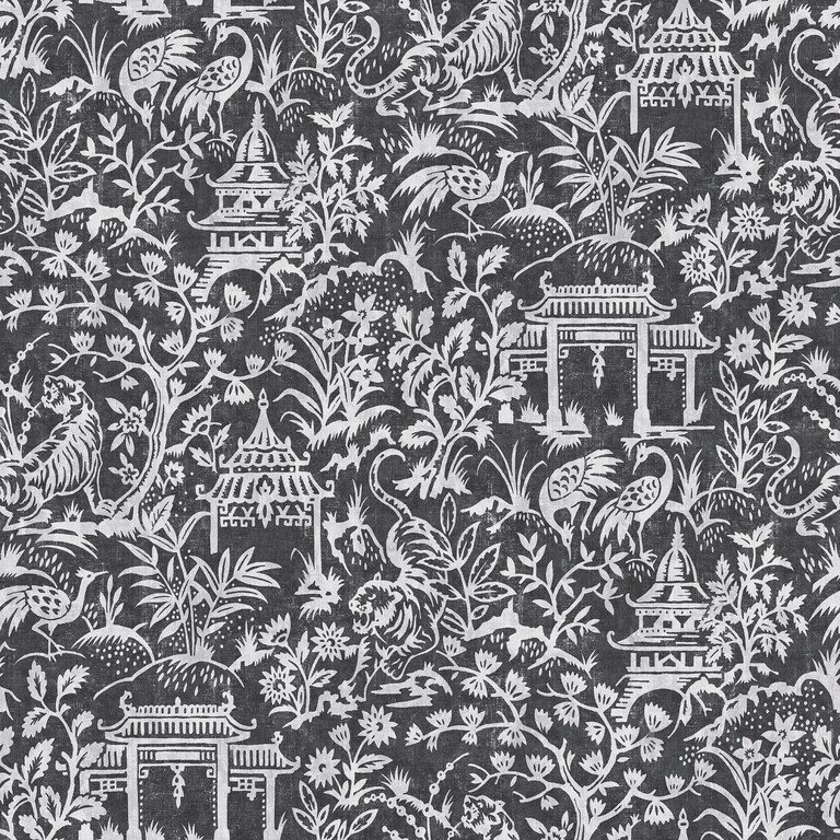 Artisan G78510 Non Woven Black & Grey Chinoiserie Wallpaper for Bedroom & Living room