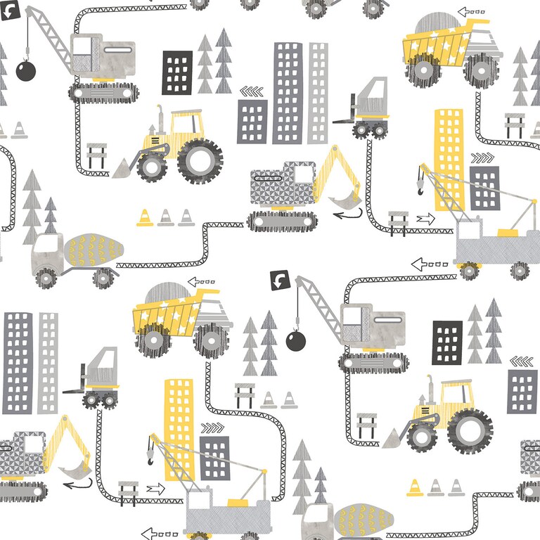 Artisan G78362 Non Woven Yellow & Grey Kids Wallpaper for Kids and Teens Room