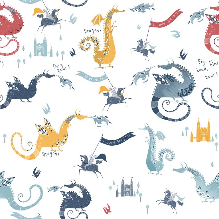 Artisan G78369 Non Woven Blue & White Kids Wallpaper for Kids and Teens Room