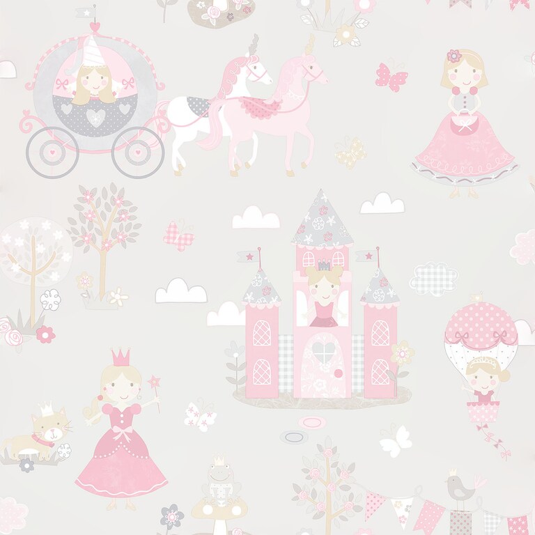 Artisan G78370 Non Woven Pink & Grey Kids Wallpaper for Kids and Teens Room