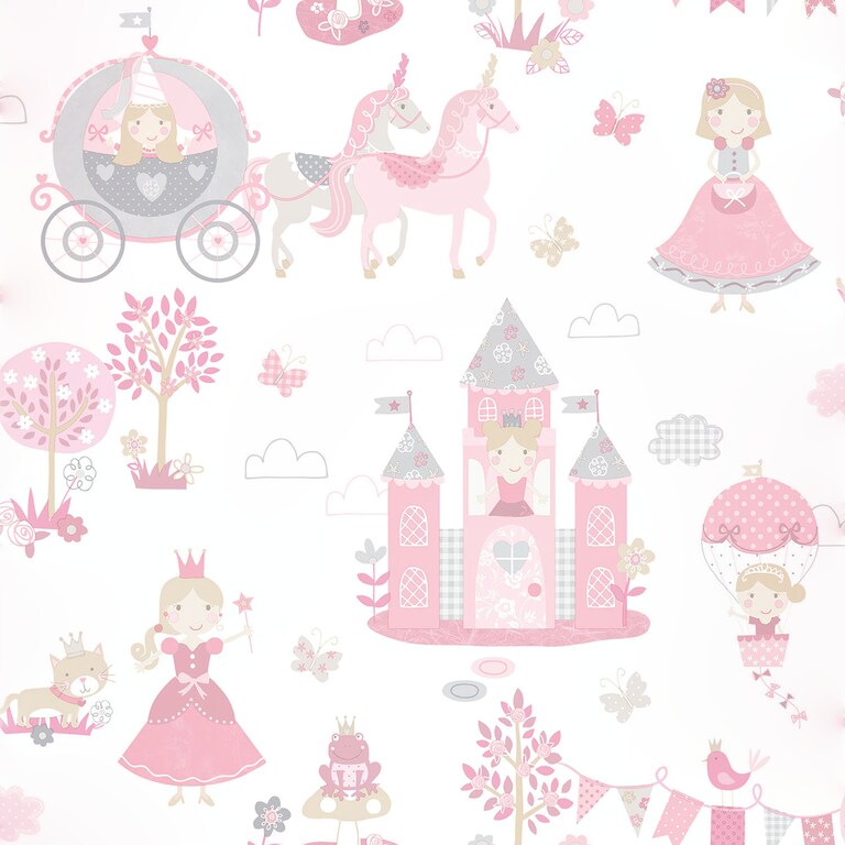 Artisan G78371 Non Woven Pink & Grey Kids Wallpaper for Kids and Teens Room