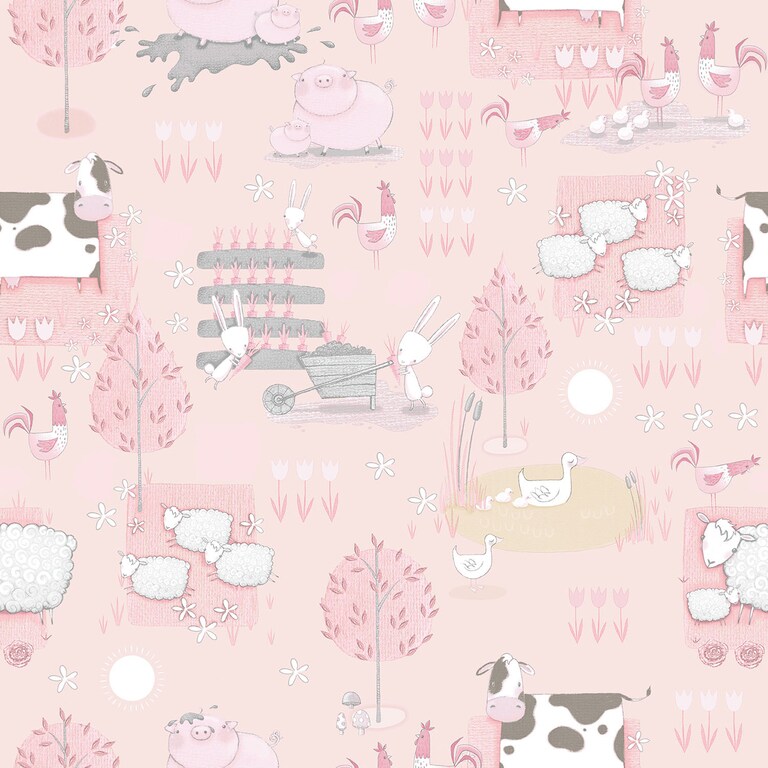 Artisan G78376 Non Woven Pink Kids Wallpaper for Kids and Teens Room