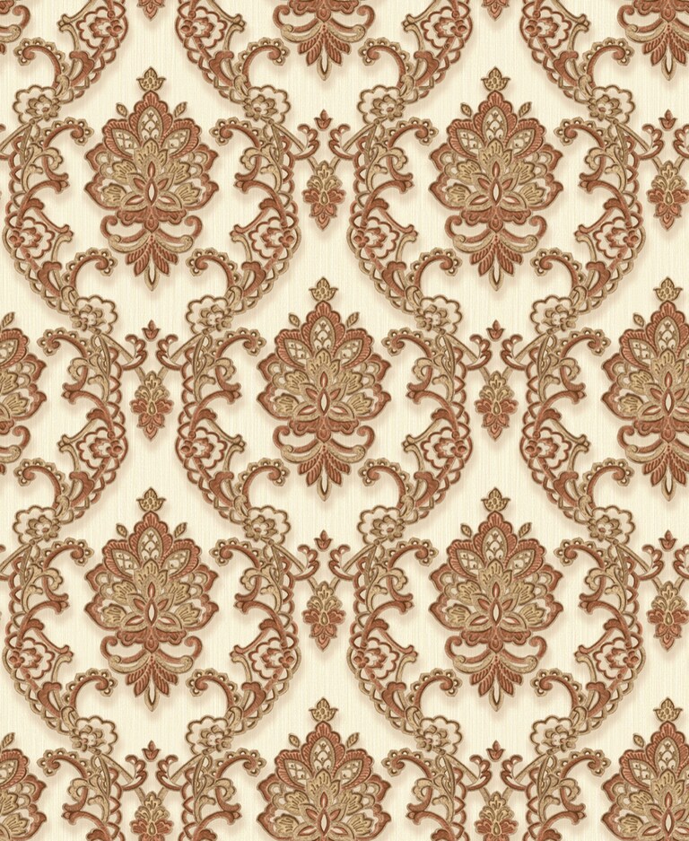 Artisan VD20004-1 Non Woven White & Gold Damask Wallpaper for Bedroom & Living room