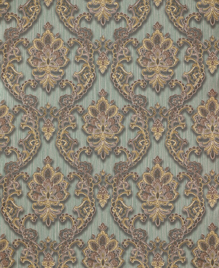 Artisan VD20004-3 Non Woven Green & Brown Damask Wallpaper for Bedroom & Living room