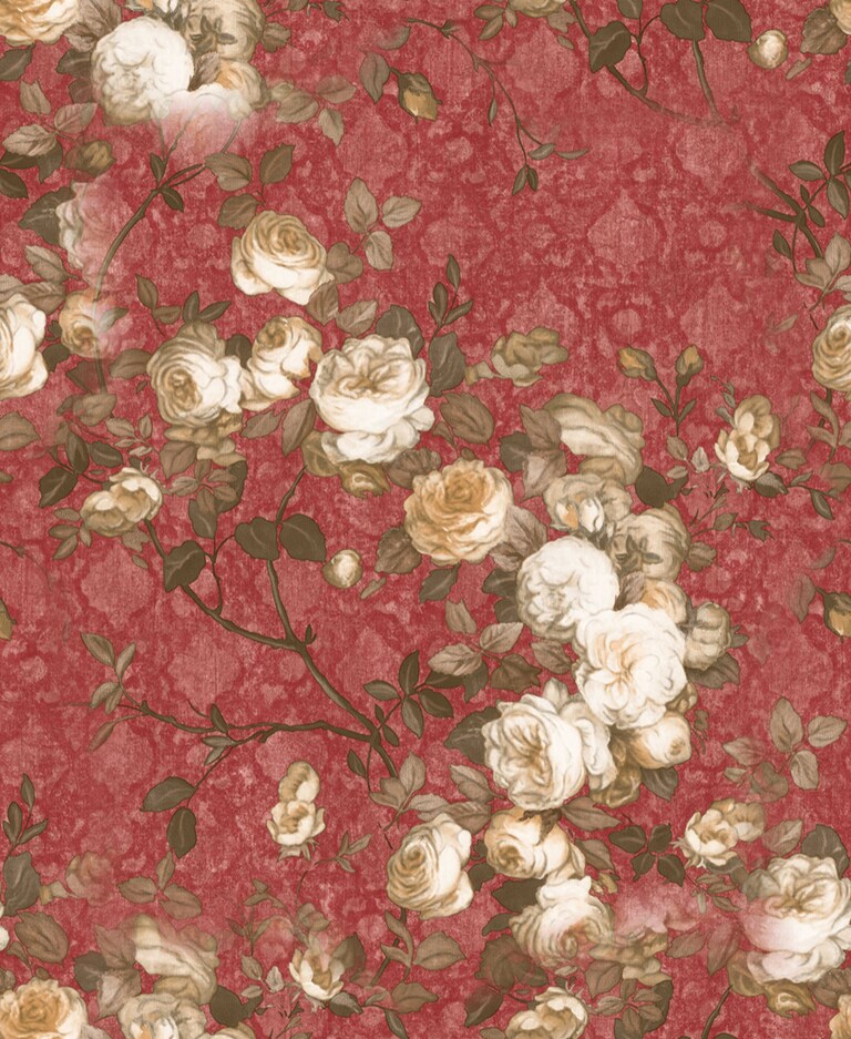 Artisan VD20007-3 Non Woven Red Floral Wallpaper for Bedroom & Living room