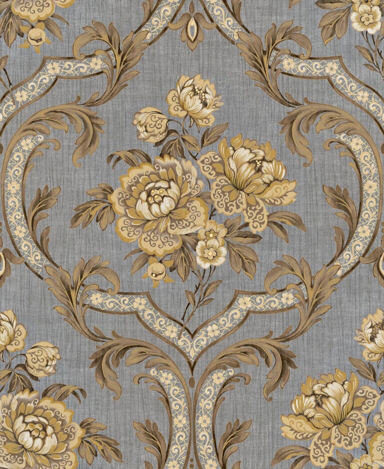 Artisan VD20010-2 Non Woven Grey & Brown Floral Wallpaper for Bedroom & Living room
