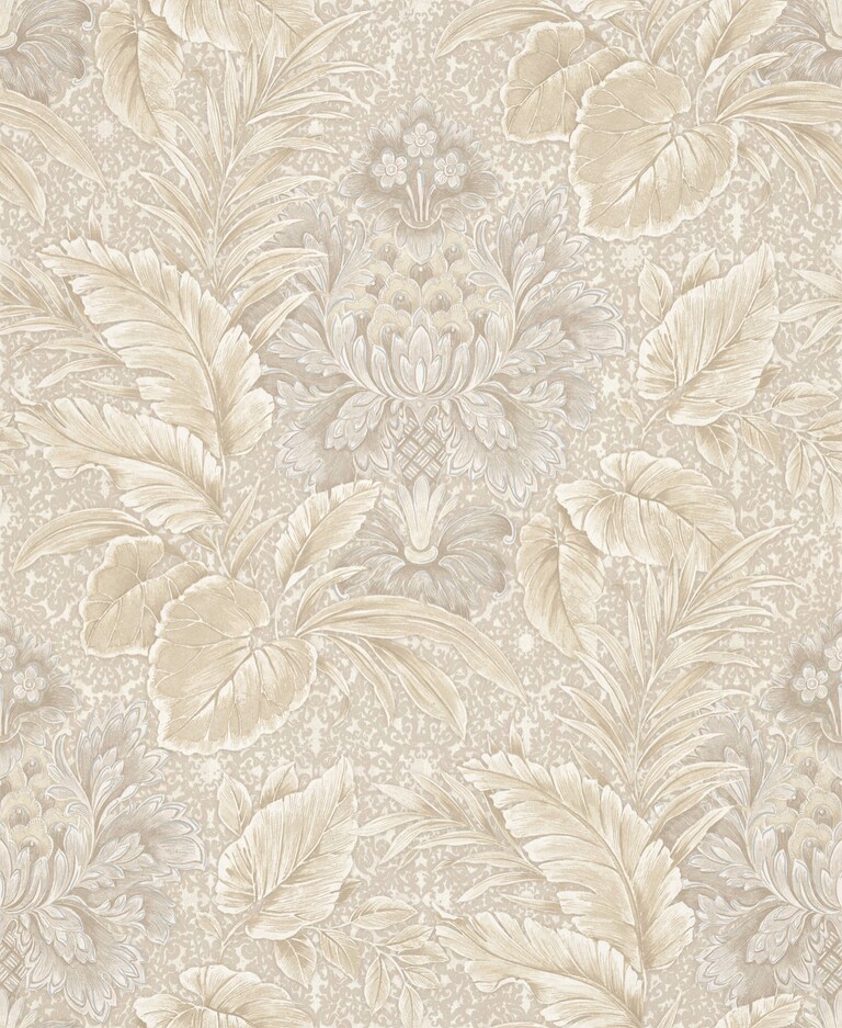 Artisan VD20011-1 Non Woven White & Silver Damask Wallpaper for Bedroom & Living room