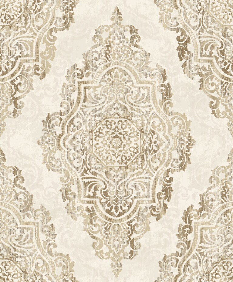 Artisan WG14007-1 Non Woven White & Gold Damask Wallpaper for Bedroom & Living room