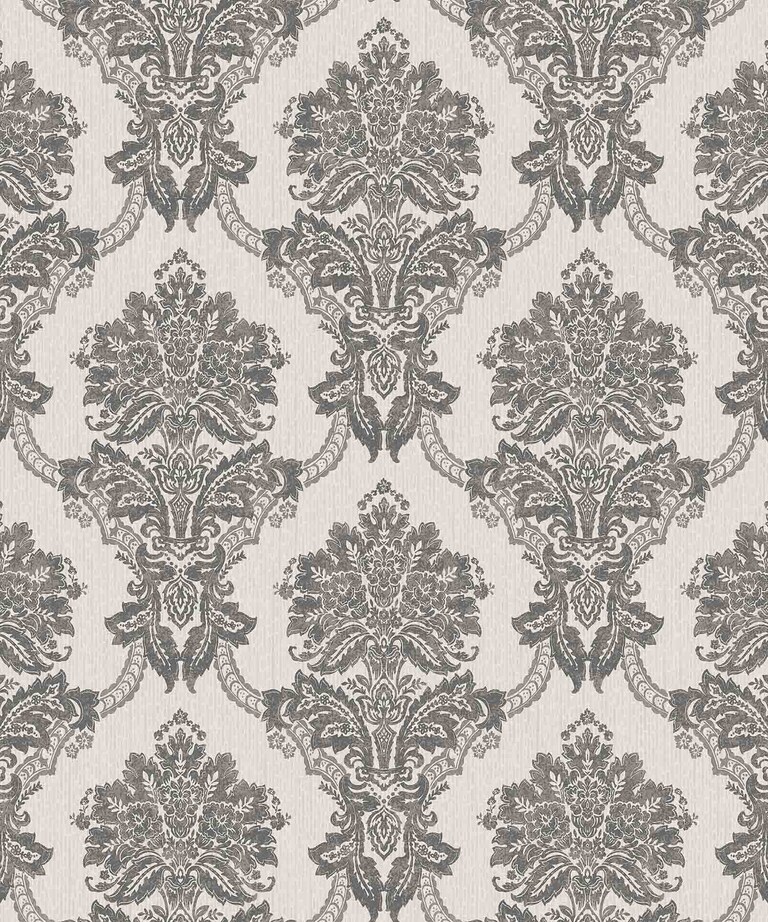 Excel 4005-3 Vinyl with Paper Back Grey Damask Wallpaper for Bedroom & Living room