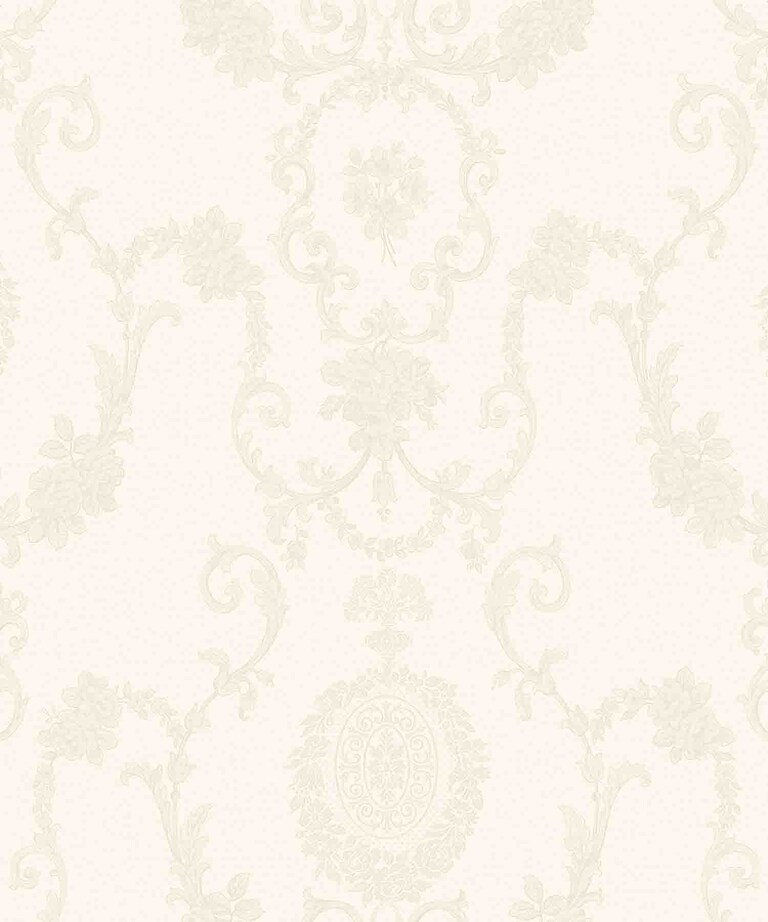Excel 4007-1 Vinyl with Paper Back Cream Damask Wallpaper for Bedroom & Living room