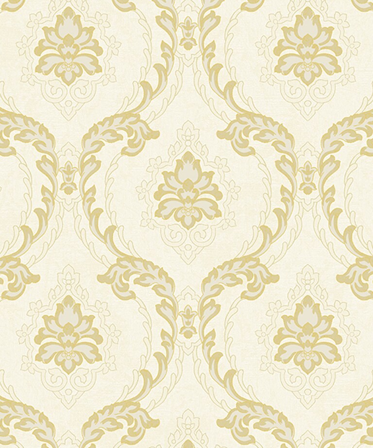 Excel 81138-2 Vinyl with Paper Back Cream Damask Wallpaper for Bedroom & Living room