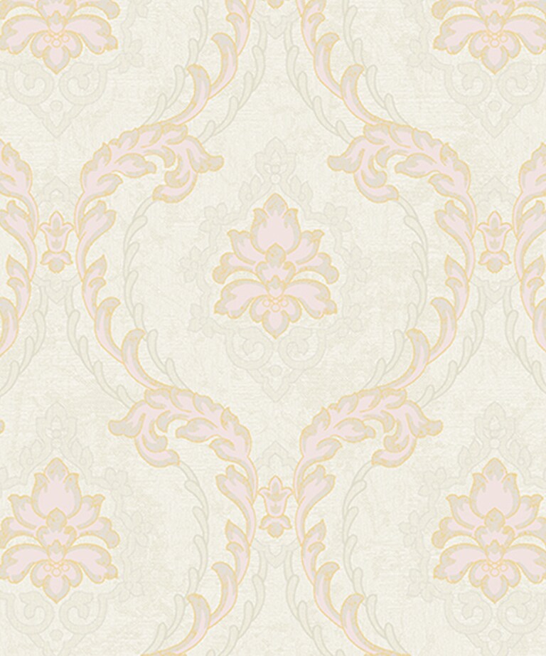 Excel 81138-3 Vinyl with Paper Back Beige Damask Wallpaper for Bedroom & Living room