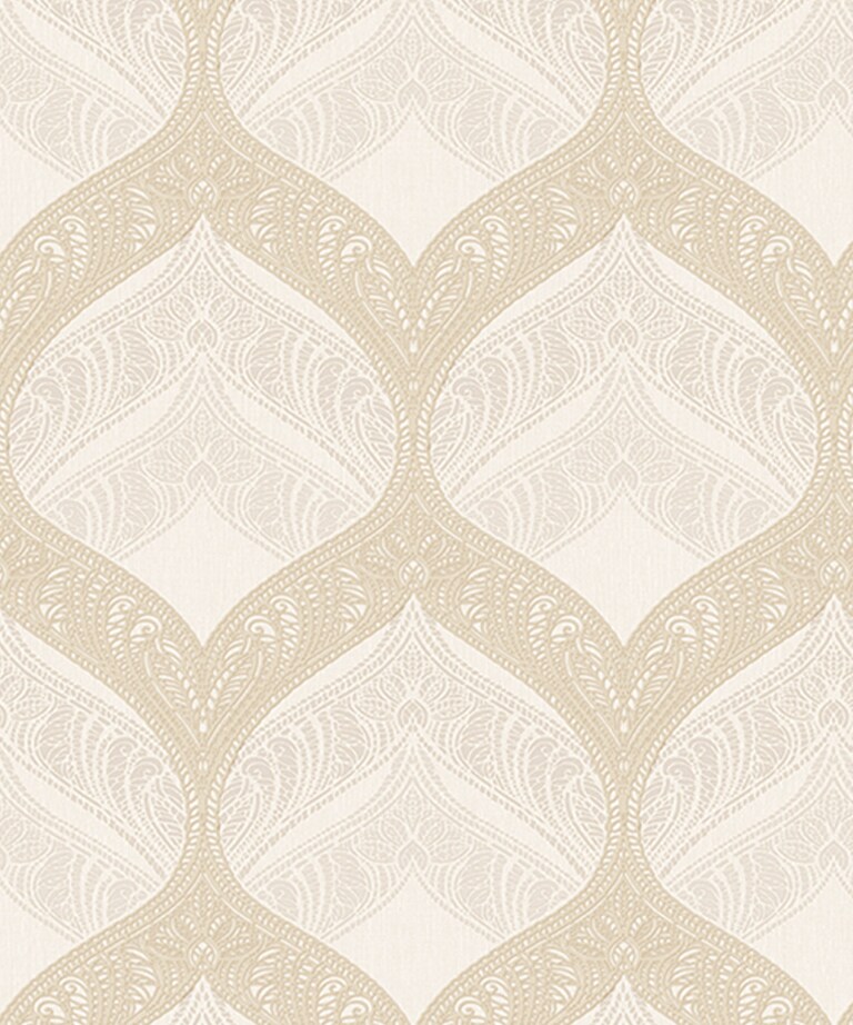 Excel 81140-3 Vinyl with Paper Back Beige Damask Wallpaper for Bedroom & Living room