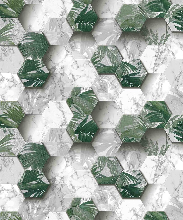 Excel 81177-2 Vinyl with Paper Back Grey & Green Geometric Wallpaper for Bedroom & Living room