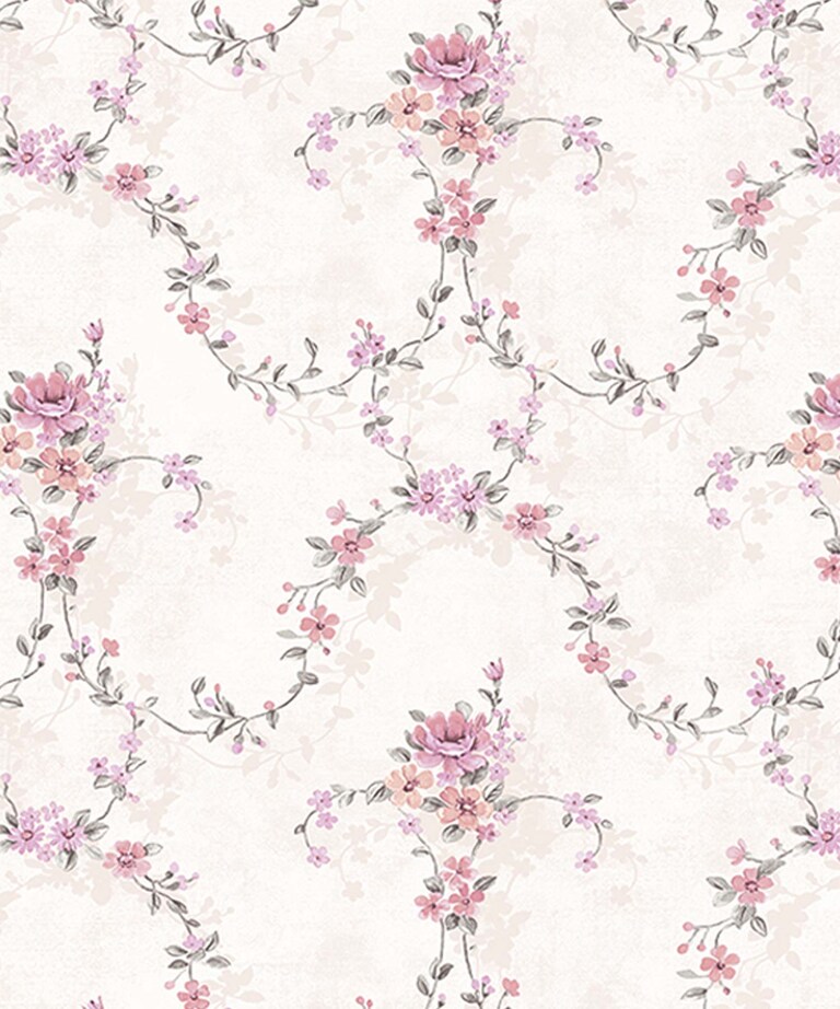 Excel 81182-1 Vinyl with Paper Back White Pink Floral Wallpaper for Bedroom & Living room
