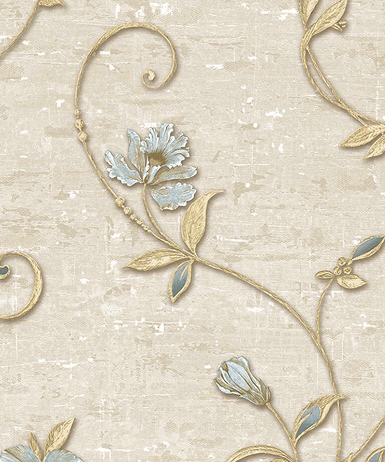 Excel 82042-3 Vinyl with Paper Back Grey & Blue Floral Wallpaper for Bedroom & Living room