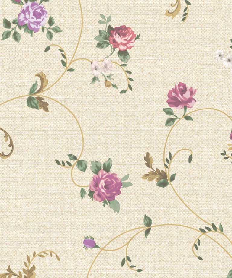 Excel 82052-5 Vinyl with Paper Back White & Pink Floral Wallpaper for Bedroom & Living room