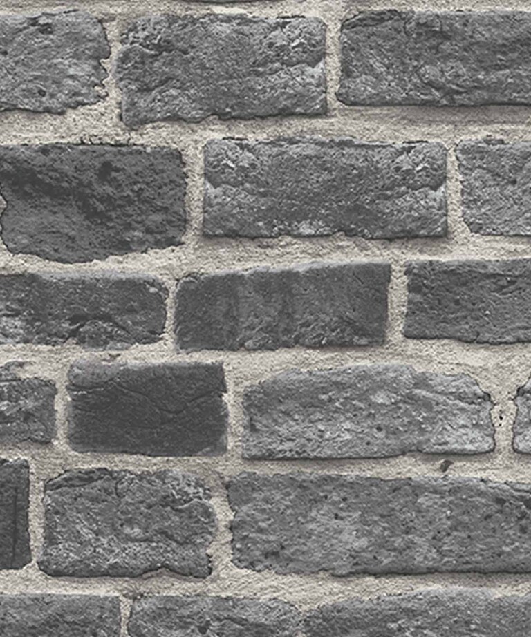 Excel 85087-4 Vinyl with Paper Back Black Brick Wallpaper for Bedroom & Living room