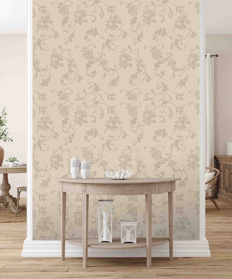 Excel 1739-2 Vinyl with Paper Back Grey Damask Wallpaper for Bedroom & Living room