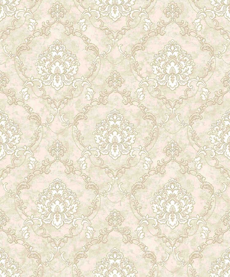 Excel 81819-1 Vinyl with Paper Back Almon Damask Wallpaper for Bedroom & Living room