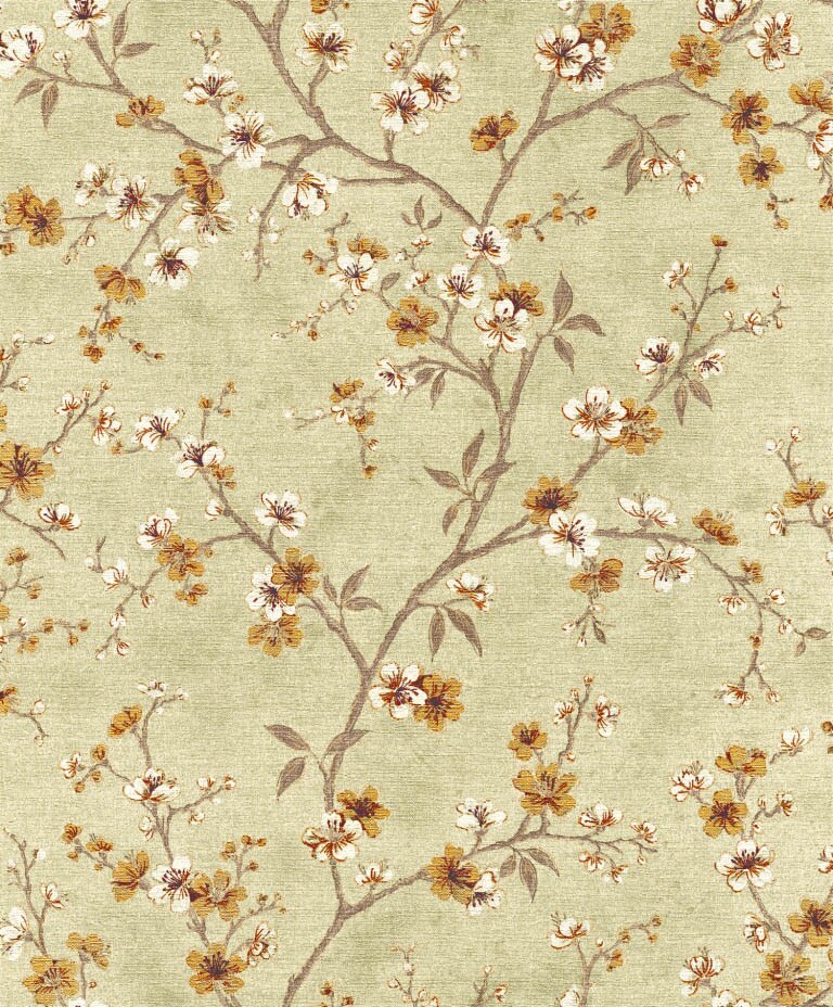 Marshalls INS 209 Non Woven Ivory, Yellow & Gold Floral Wallpaper for Bedroom & Living Room